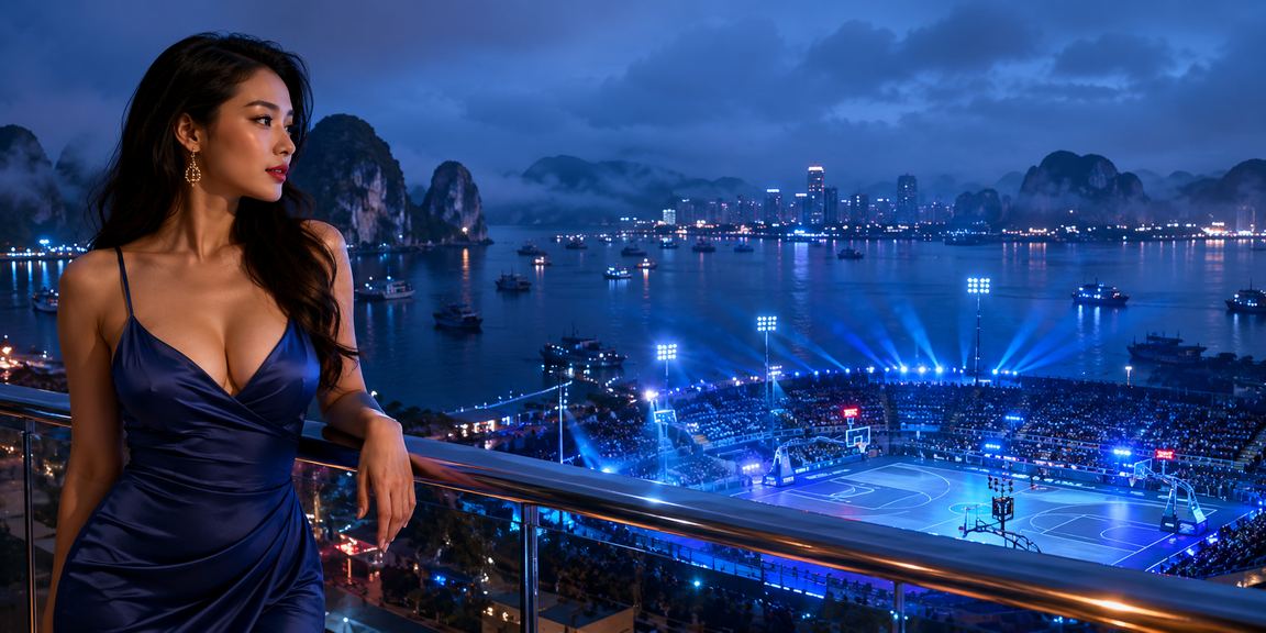 Người hâm mộ theo dõi kèo bóng rổ tại lễ hội ven vịnh Hạ Long